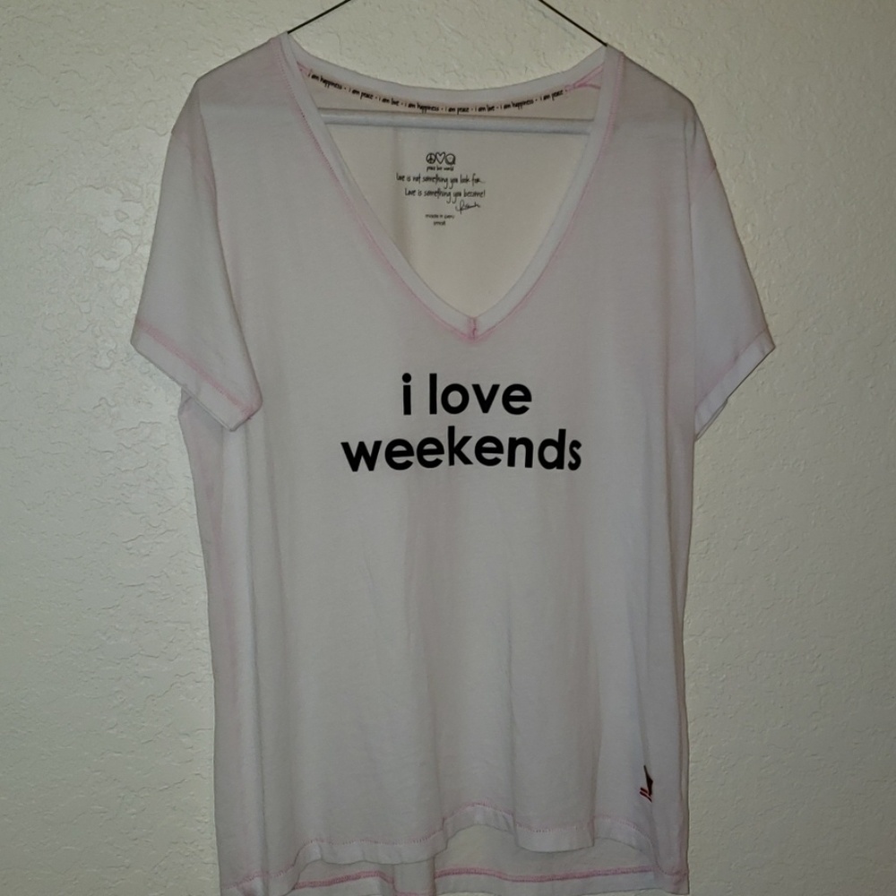 White soft "i love weekends" tshirt
